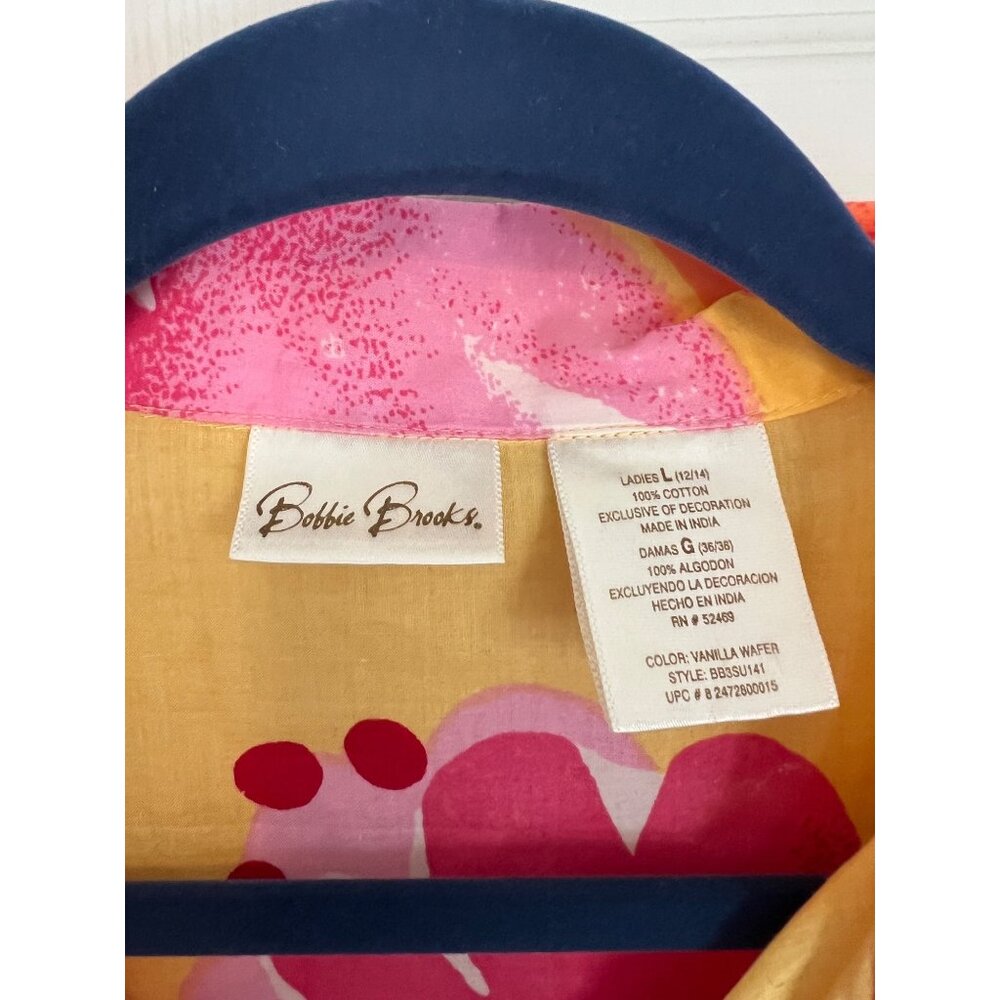 Bobbie Brooks Yellow And Red Floral Button Down Shirt Size Large - Picture 5 of 8